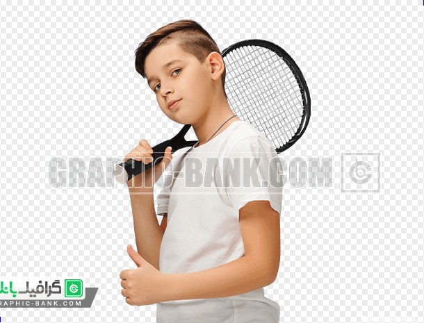 تصویر بچه با راکت تنیس png