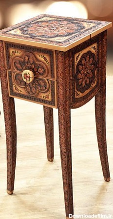 میز تلفن چوبی سلطنتی چرمی