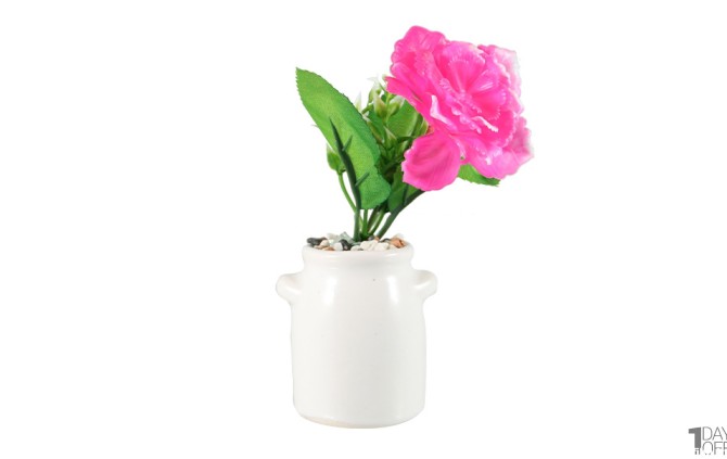 خرید گل رز رنگ صورتی مصنوعی کد 44 با گلدان سرامیکی سفید - عمده و ...
