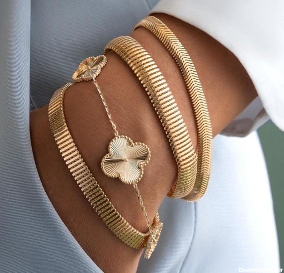 دستبند طلا زنانه پهن لاکچری