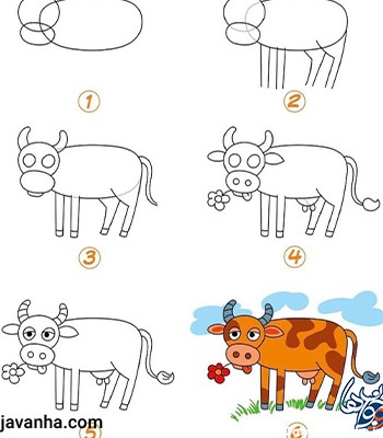 آموزش نقاشی گاو ساده