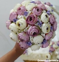 خرید و قیمت دسته گل عروس،رنگ بنفش و سفید، | ترب