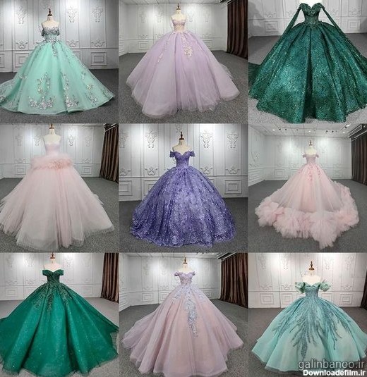 لباس عروس پرنسسی رنگی جدید 2023; با طراحی ژورنالی - گلین بانو