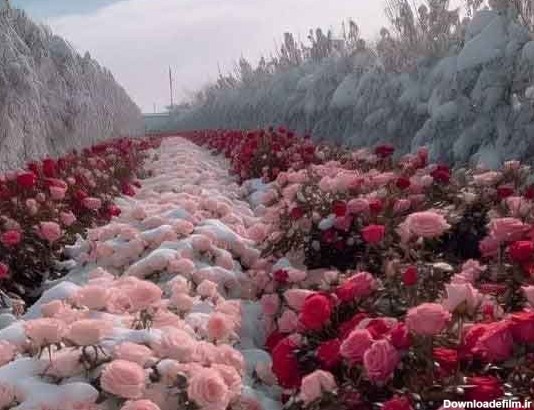 گلستان ما - مزرعه‌ی گل رز وسطِ برف +‌عکس