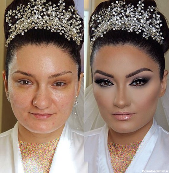 خوشگل ترین میکاپ عروس قبل و بعد + زیباترین آرایش عروس