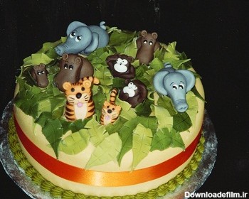تزئین کیک تولد - مدل کیک تولد - کیک تولد به شکل حیوانات - تزیین کیک با حیوانات خمیری