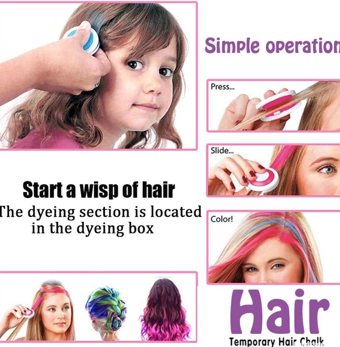 Amazon.com: Kids Hair Color Chalk Comb - Here Shine Temporary Hair ...