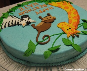 تزئین کیک تولد - مدل کیک تولد - کیک تولد به شکل حیوانات - تزئین کیک با حیوانات خمیری
