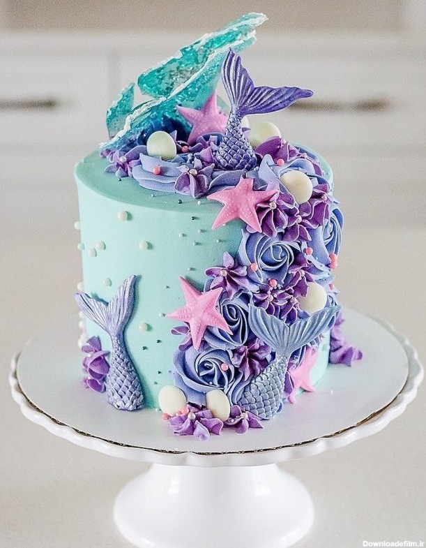 تزیین کیک تولد | کیک تولد دخترونه با تزیین گل و رنگ های شاد