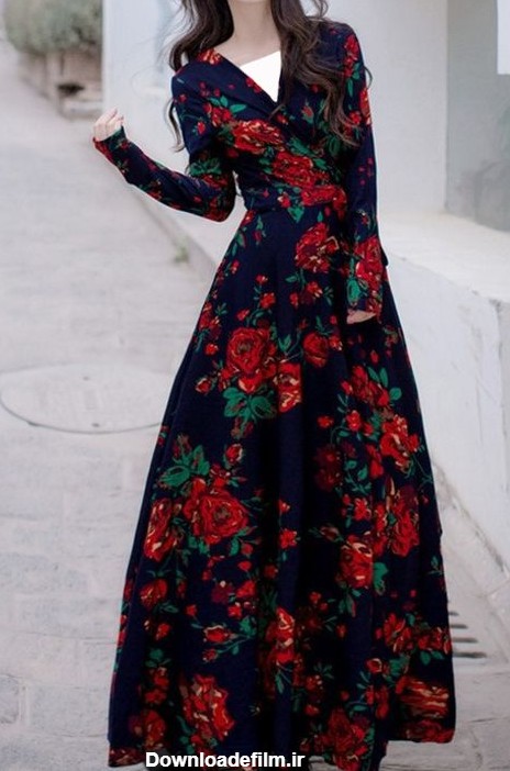عکس لباس مجلسی حریر گلدار