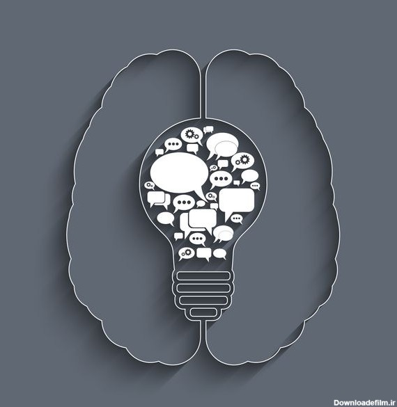 لامپ با گفتار حبابی در مغز انسان مفهوم ایده وکتور برای طرح ...
