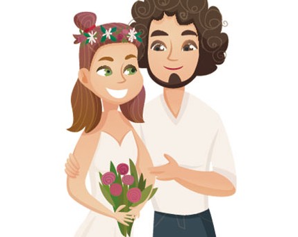 دانلود طرح کارتونی و گرافیکی زوج جوان و عروس و داماد