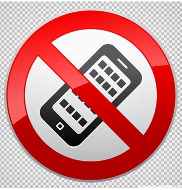 تابلوی استفاده از تلفن همراه ممنوع دوربری شده و بدون پس زمینه