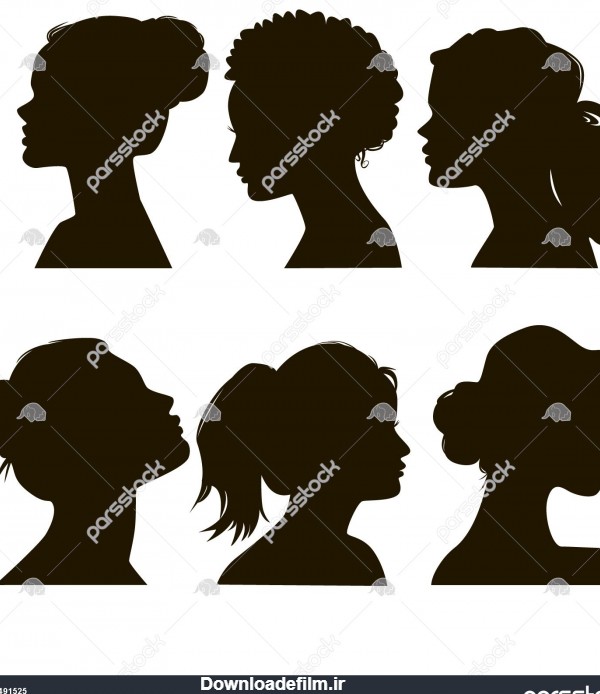 زنان و siluettes ظریف با مدل های مختلف چهره زن زیبا در پروفایل ...