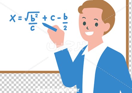 Borchin-ir-math teacher cartoon vector معلم ریاضی پای تخته وایت بورد در حال درس دادن۲