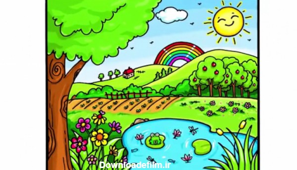 نقاشی برای کودکان - منظره طبیعت