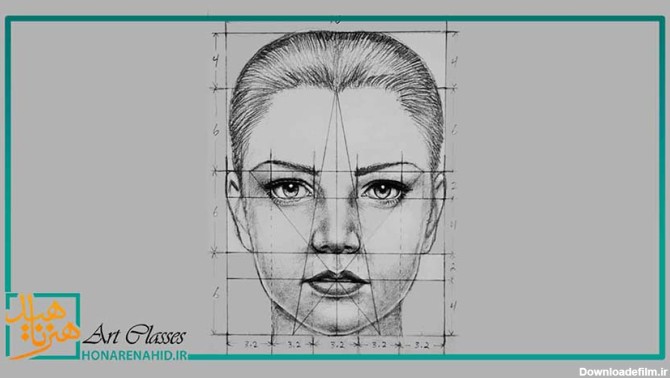 نکات آموزشی طراحی چهره تمام رخ - هنرناهید| مرجع آموزش نقاشی