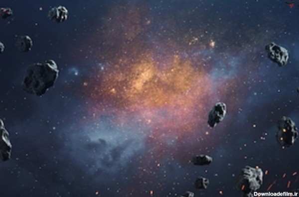 سیارک ها در پس زمینه فضای کیهانی