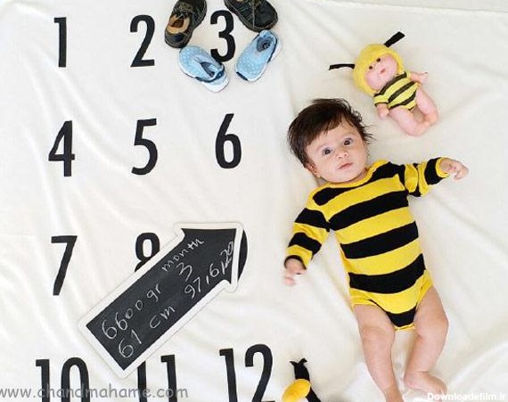ایده عکس خانگی نوزاد مدل زنبوری - چندماهمه