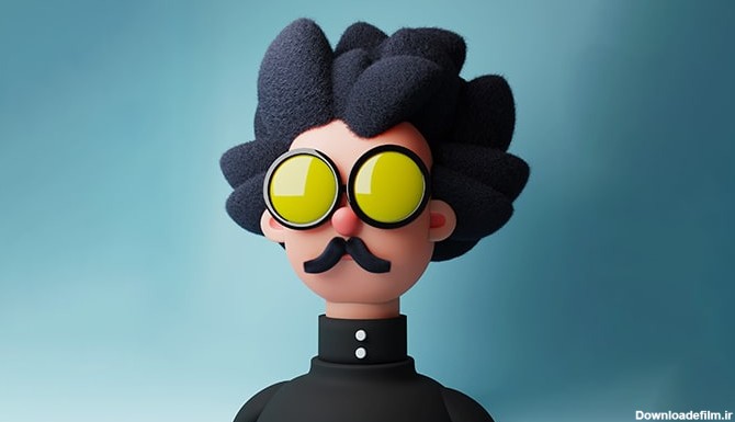 تصویر کاراکتر سه بعدی مرد با سبیل و عینک | فری پیک ایرانی | پیک ...
