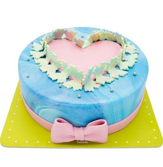 کیک تولد دخترانه قلب پروانه ای (BB328) | قنادی ناتلی