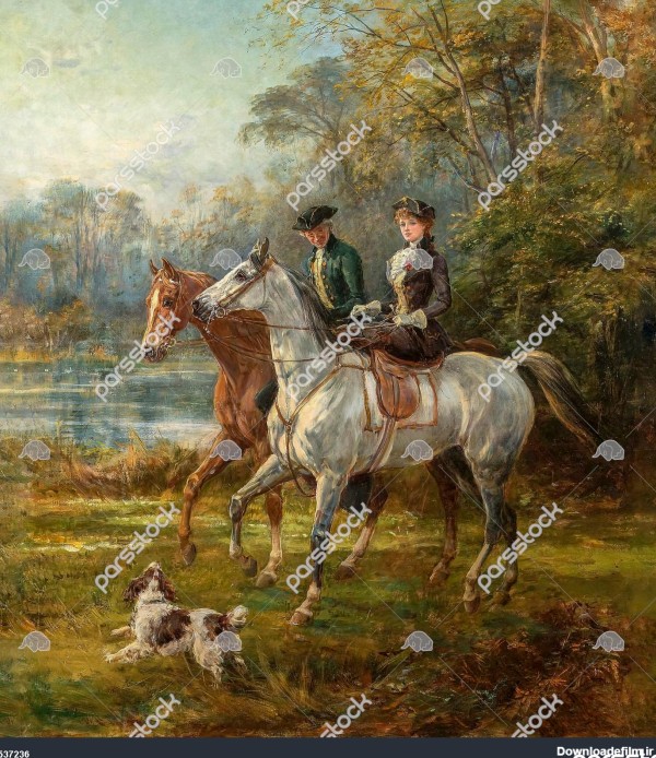 زوج جوان در حال اسب سواری 1537236