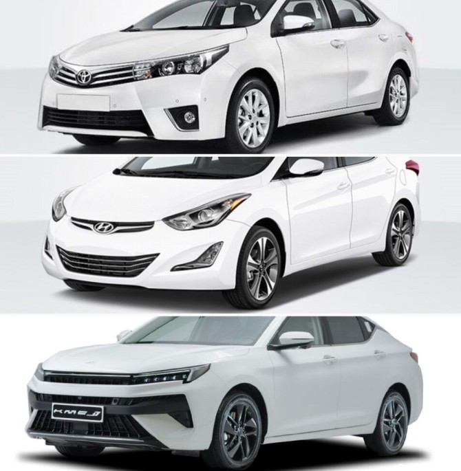مقایسه چینی تازه‌وارد با دو خودروی قدیمی‌تر ژاپنی و کره‌ای / عکس