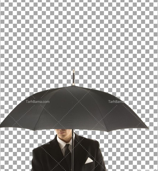 تصویر با کیفیت مرد مشکی پوش با چتر مشکی