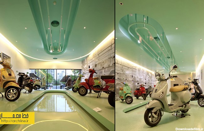 طراحی داخلی فروشگاه موتور سیکلت،دکوراسیون مغازه موتور فروشی