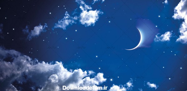 تصویر آسمان مجازی - طرح ماه و آسمان شب - فرا گرافیک