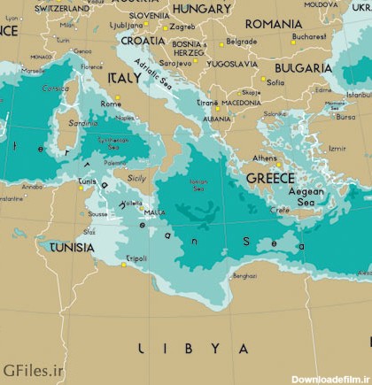 دانلود رایگان وکتور نقشه دریای مدیترانه