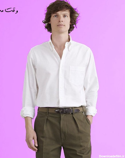 پیراهن جدید مردانه مدل آکسفورد و یقه دکمه ای سفید