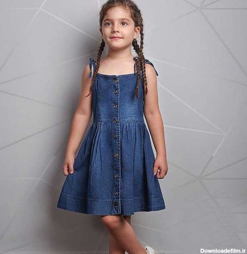 عکس مدل سارافون جین دخترانه بچه گانه بندی کد 2240