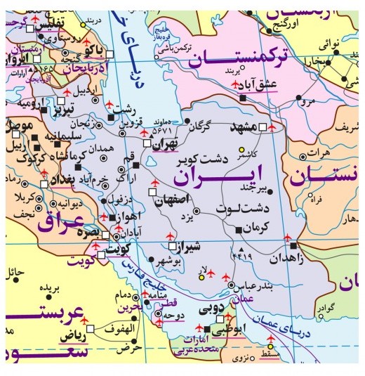 نقشه جهان فارسی بزرگ