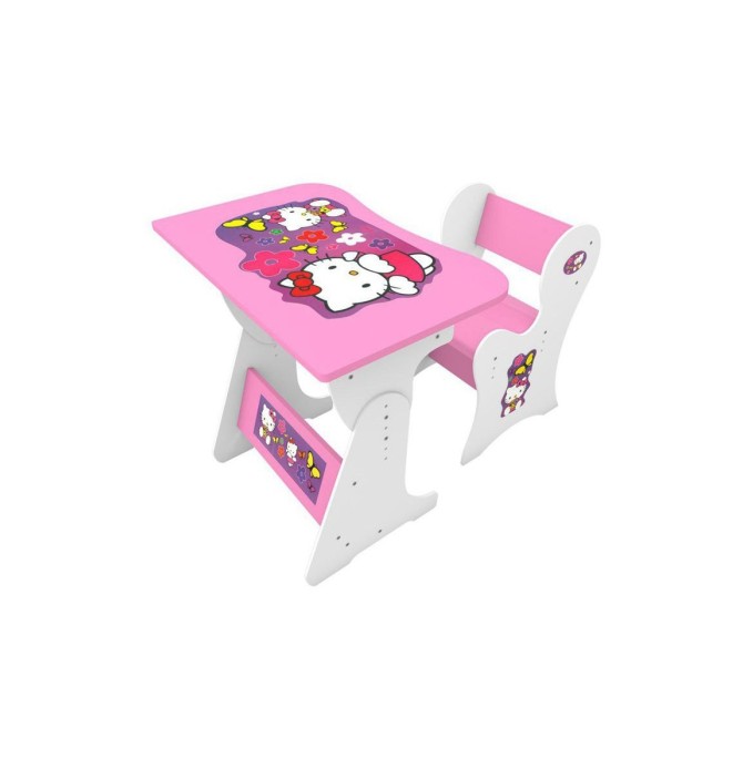 میز تحریر کودک کیتی صورتی با صندلی دخترانه MK69 Hello Kitty