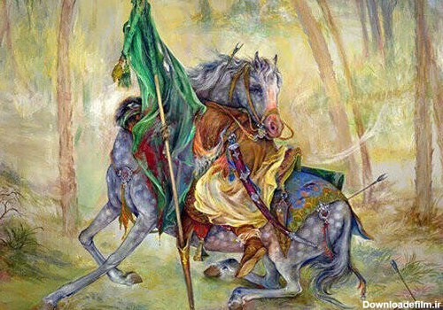 عکس نقاشی امام حسین با اسب