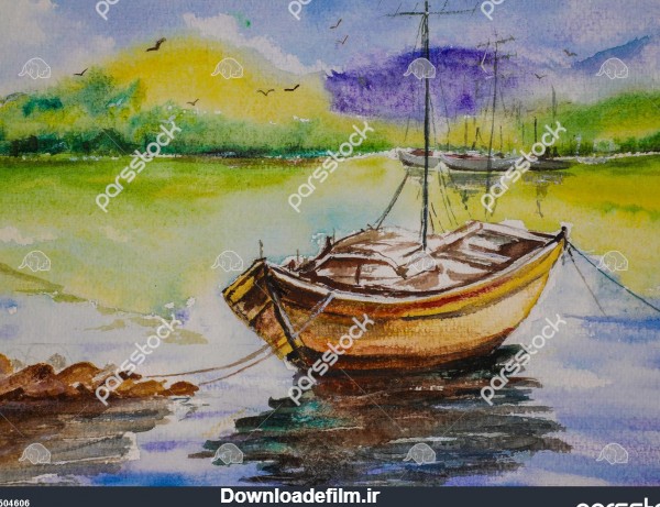 عکس قایق در دریا نقاشی