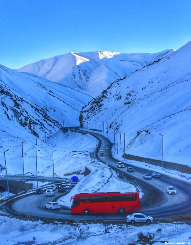 طبیعت زیبای زمستانی در جاده چالوس - تابناک | TABNAK