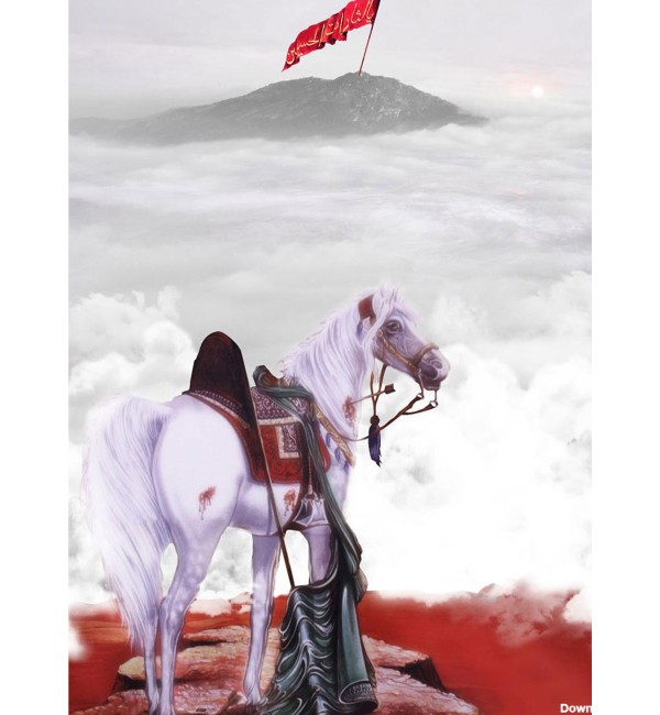 عکس نقاشی امام حسین با اسب
