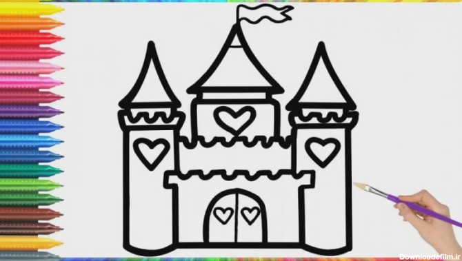 آموزش نقاشی به کودکان - نقاشی قلعه شاهزاده خانم
