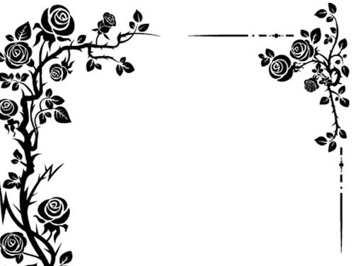 فایل وکتور لایه باز طرح فریم و قاب گلهای سیاه و سفید
