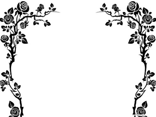 دانلود فایل وکتور لایه باز طرح فریم و قاب گلهای رز سیاه و سفید