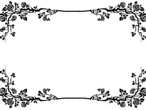 دانلود وکتور لایه باز طرح فریم و قاب با گلهای رز سیاه و سفید
