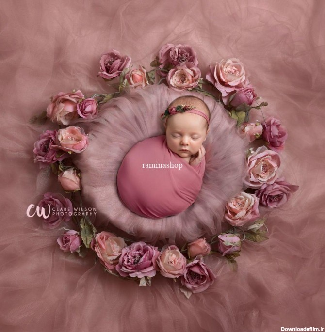 ایده های عکس آتلیه نوزاد دختر با گل آرایی - انواع مدل های عکاسی اتلیه