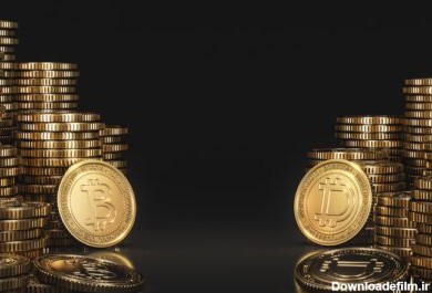 دانلود پشته عکس سکه های ارز دیجیتال بین بیت کوین و دوج کوین