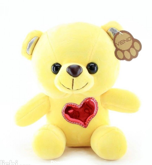 عروسک خرس زرد قلبی پولیشی نانو | عروسک پولیشی