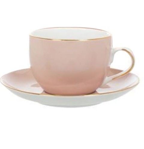 خرید فنجان و نعلبکی چای خوری دوان مدل MIST رنگ سفید/صورتی