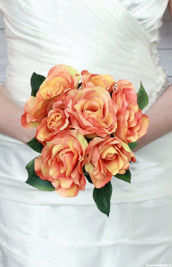 عکس دسته گل عروس رز نارنجی