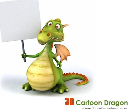 دانلود مجموعه 5 اژدهای سه بعدی كارتونی - 3D Cartoon Dragons