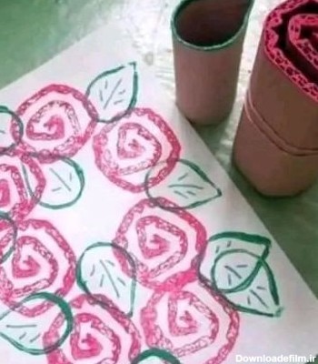 نقاشی گل به کمک دستمال توالت